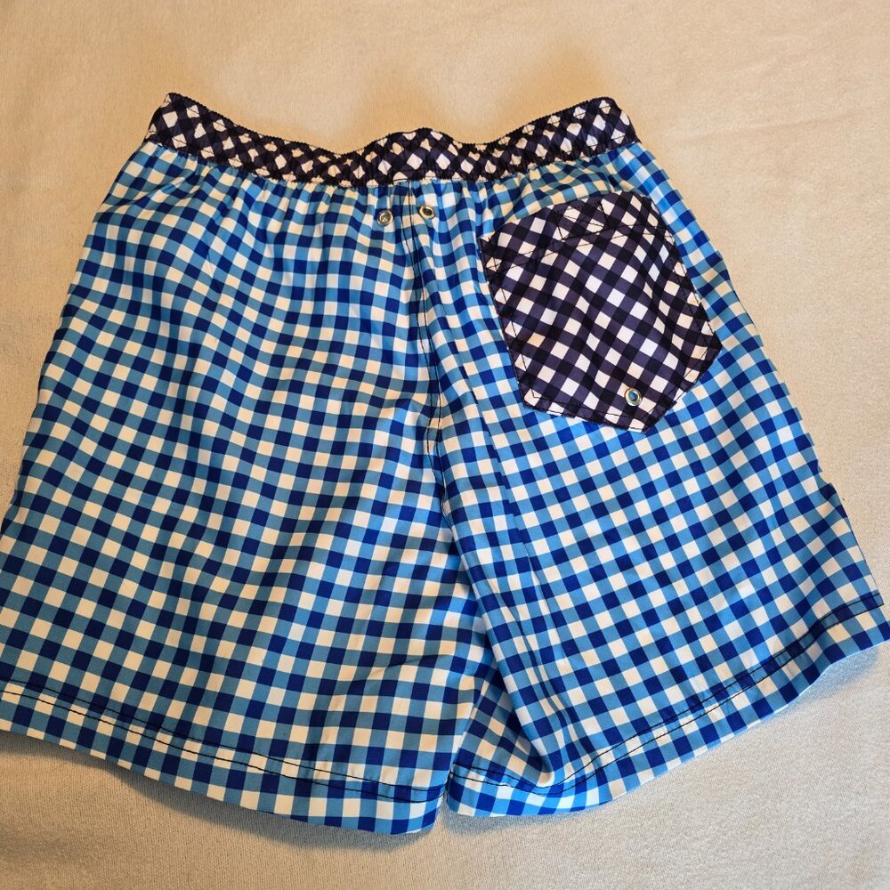 Draper James x Lands' End Gingham Swim Shorts Blue White Size S EUC - Picture 8 of 14